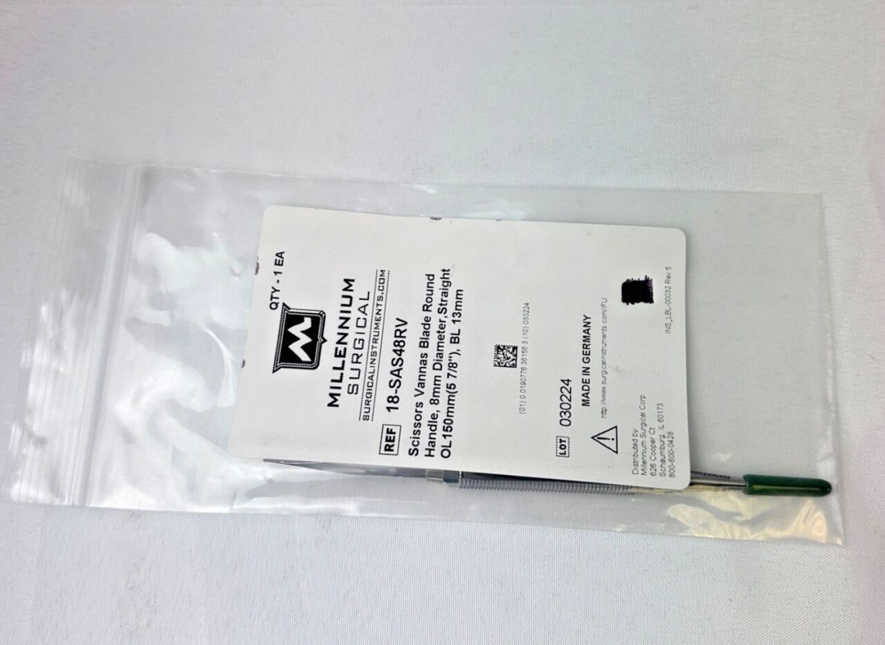 MILLENIUM SURGICAL 18-SAS48RV Scissors Vannas Blade Round Handle — photo 1