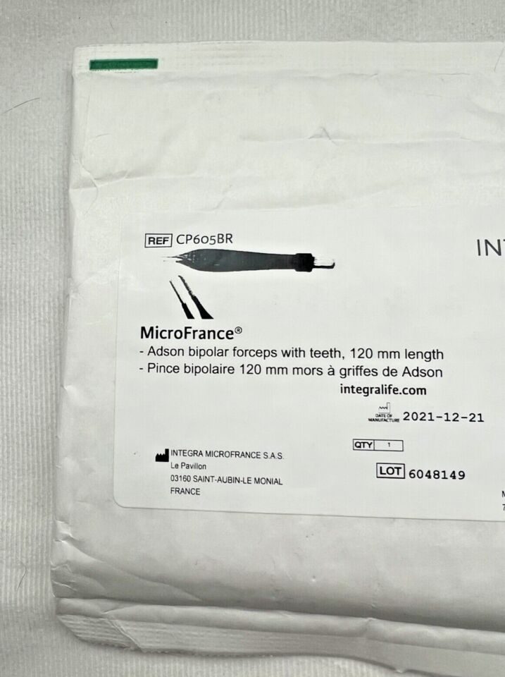 MICROFRANCE CP605BR Adson Bipolar Forceps w/ Serrated Teeth 120mm Length — photo 2