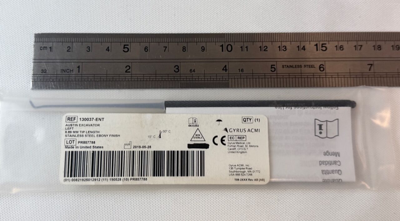 GYRUS ACMI 130037-ENT Austin Excavator Left 8.89mm Tip Ebony L:6.5" Otology — photo 5