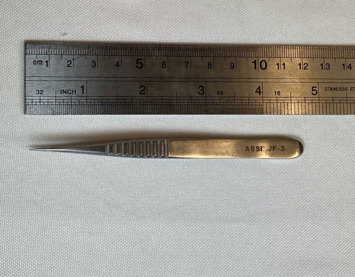 ASSI JF-3 Micro Surgery Forceps 0.3mm Tip Diam. X 4.25" Cardiovascular — photo 8