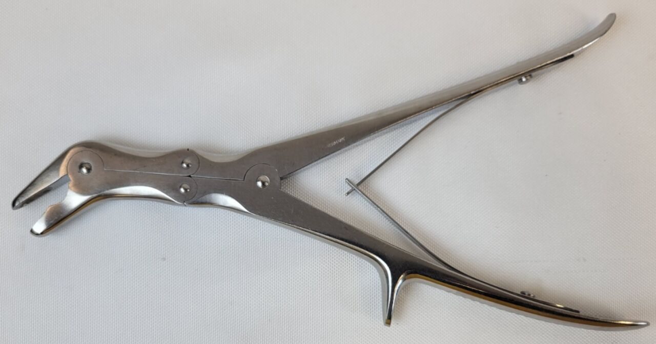 JARIT 23246 Angular Duckbill Rongeur, 9" 3mm Bite Jaws Double Action Curved Echlin Duckbill Rongeur