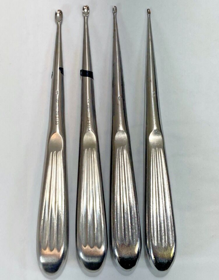 SSI ULTRA 7" Sizes 00/0/2/3 Brun Bone Curettes - Set of 4 — photo 1