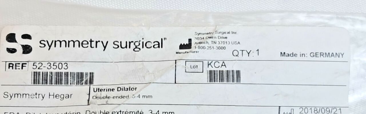 SYMMETRY SURGICAL 52-3503 Uterine Dilator Double-Ended 3-4mm — photo 3