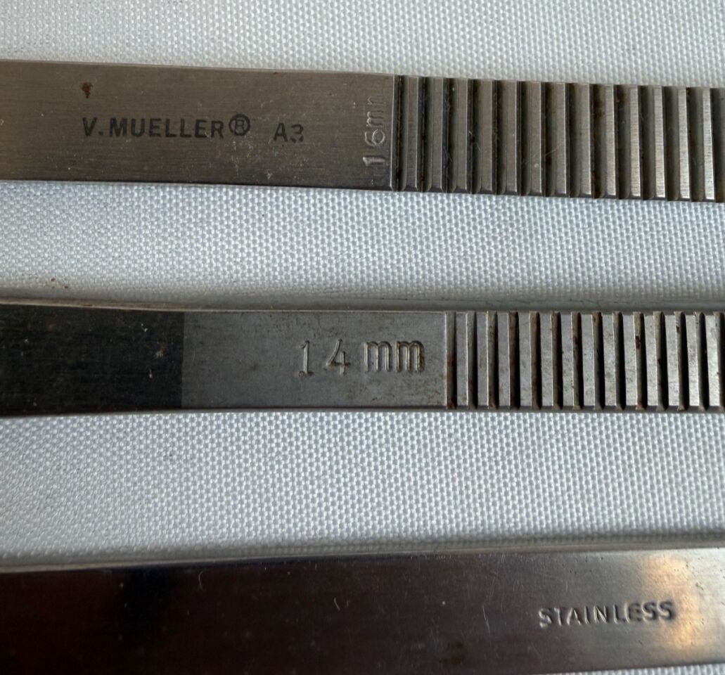 V. MUELLER 16 14 12 10 9 & 7mm Set of 6 Straight Osteotomes — photo 3