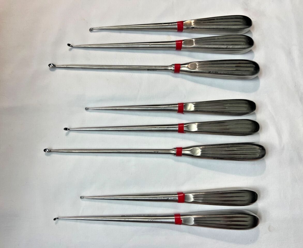 MILLENNIUM  Set of 8 Spinal Curettes Sizes 0,00,000 Angled & Straight