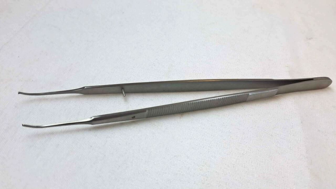 SCANLAN 4004-239 Gerald Forceps Curved Delicate 1x2 Teeth 7" ENT — photo 2