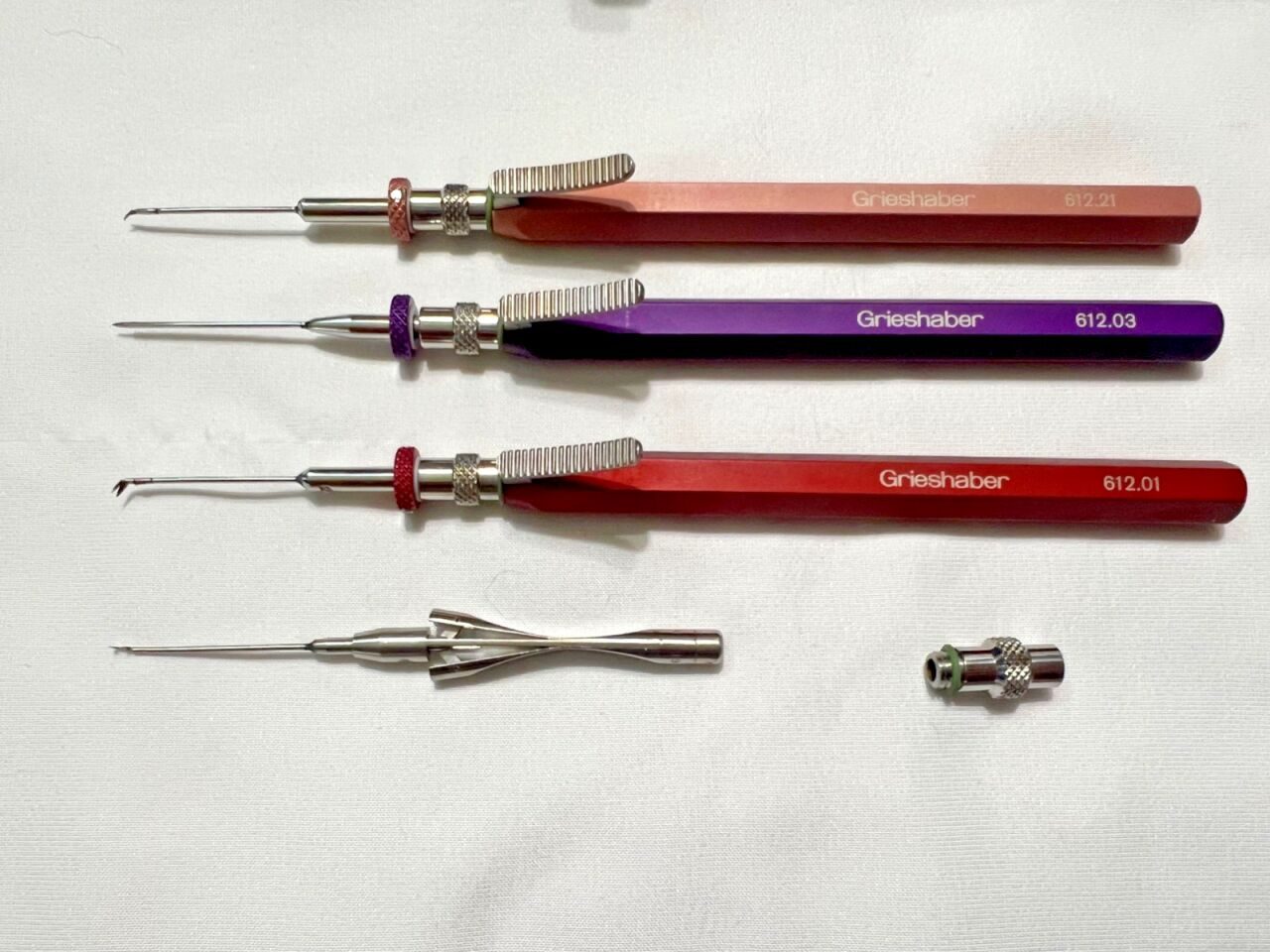 GRIESHABER MICS w/ Sutherland Handles Set Of 3 Intraocular Grasping Forceps — photo 3