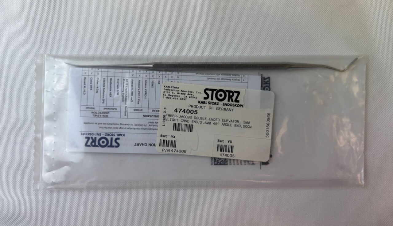 KARL STORZ 474005 20cm 5mm & 2.5mm Tip Widths Freer-Jacobs Double Elevator