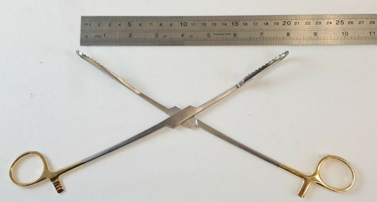 AESCULAP MG469R Bierer Ovum Forceps w/ Ratchet 19mm Jaws 280mm Length — photo 6