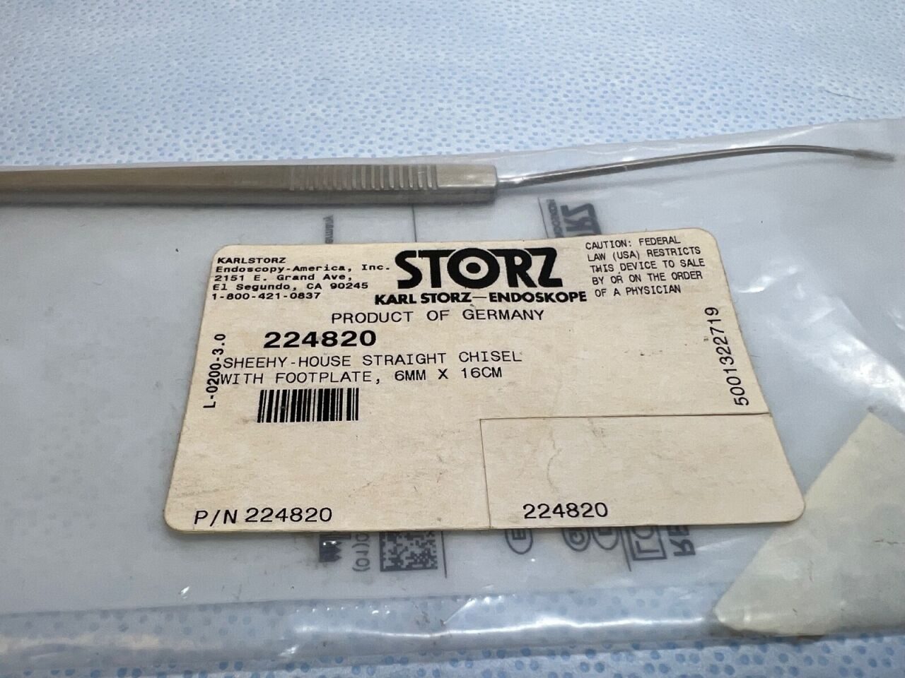 KARL STORZ 224820 Sheehy House Straight Chisel With Footplate 6mm x 16cm — photo 2