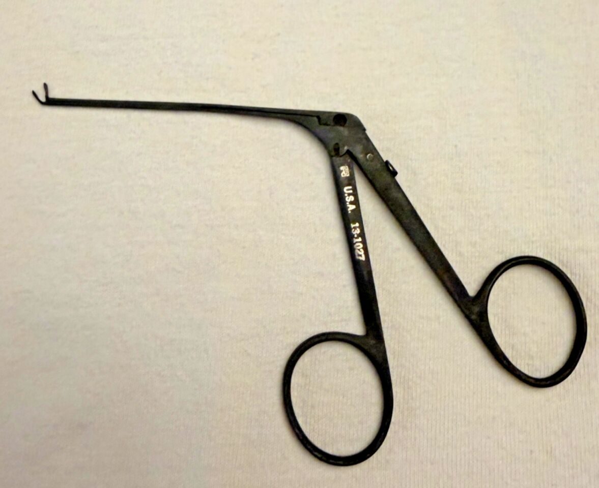 RICHARDS 13-1027 Cupped Ebony Alligator ENT Forceps Up Angled