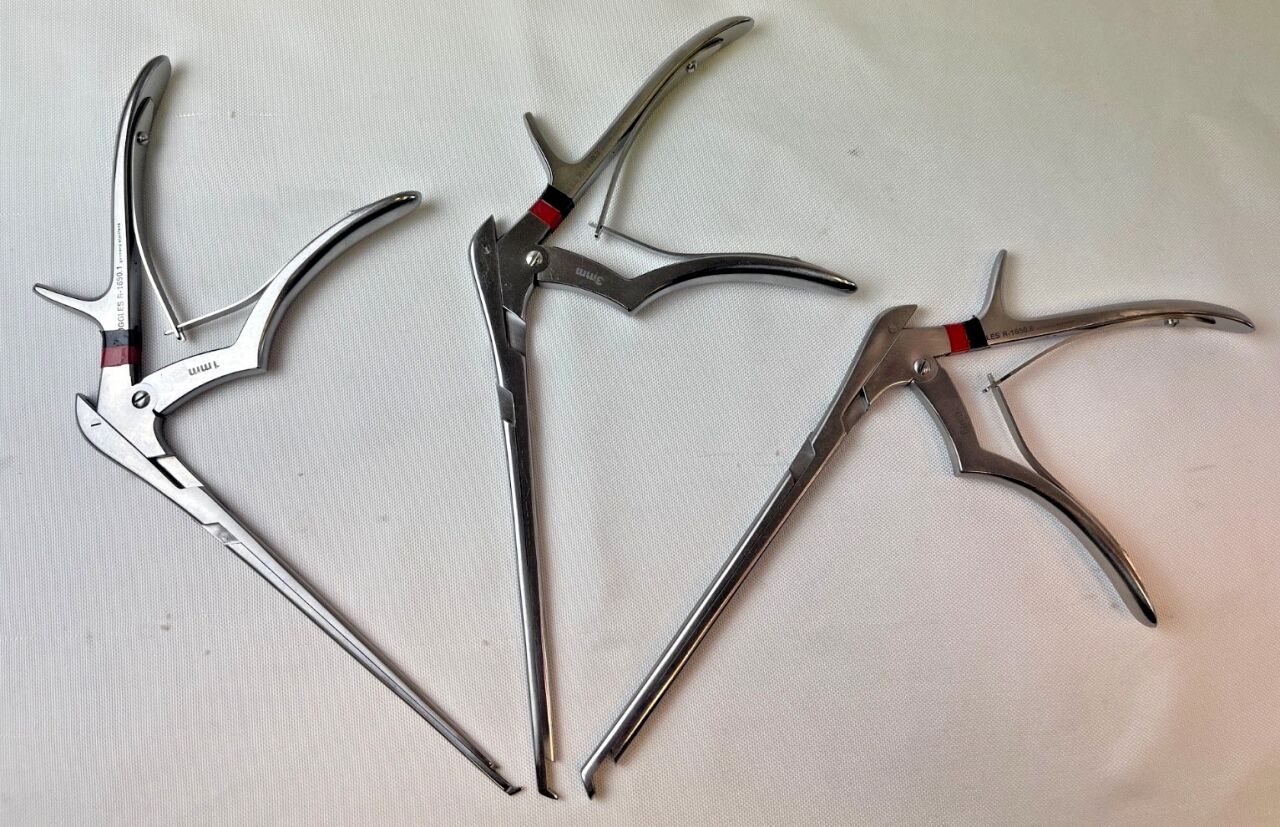 RUGGLES R-1650.1 Set of 3 1mm/3mm/6mm x 40deg Down x 7" Kerrison Rongeurs