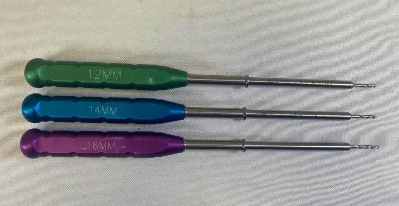 ODEV 2.5mm x 12 14 16mm Drill Bits Neuro Spine Set of 3 2.5mm Drill Bits Neuro Spine Orthopedics