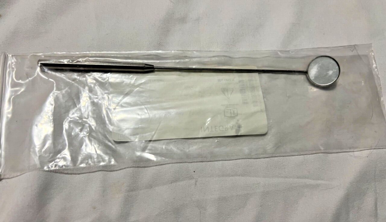 MILTEX 23-12-4 Laryngeal Mirror Size 4 Thin Threaded Handle 22mm X 8" L