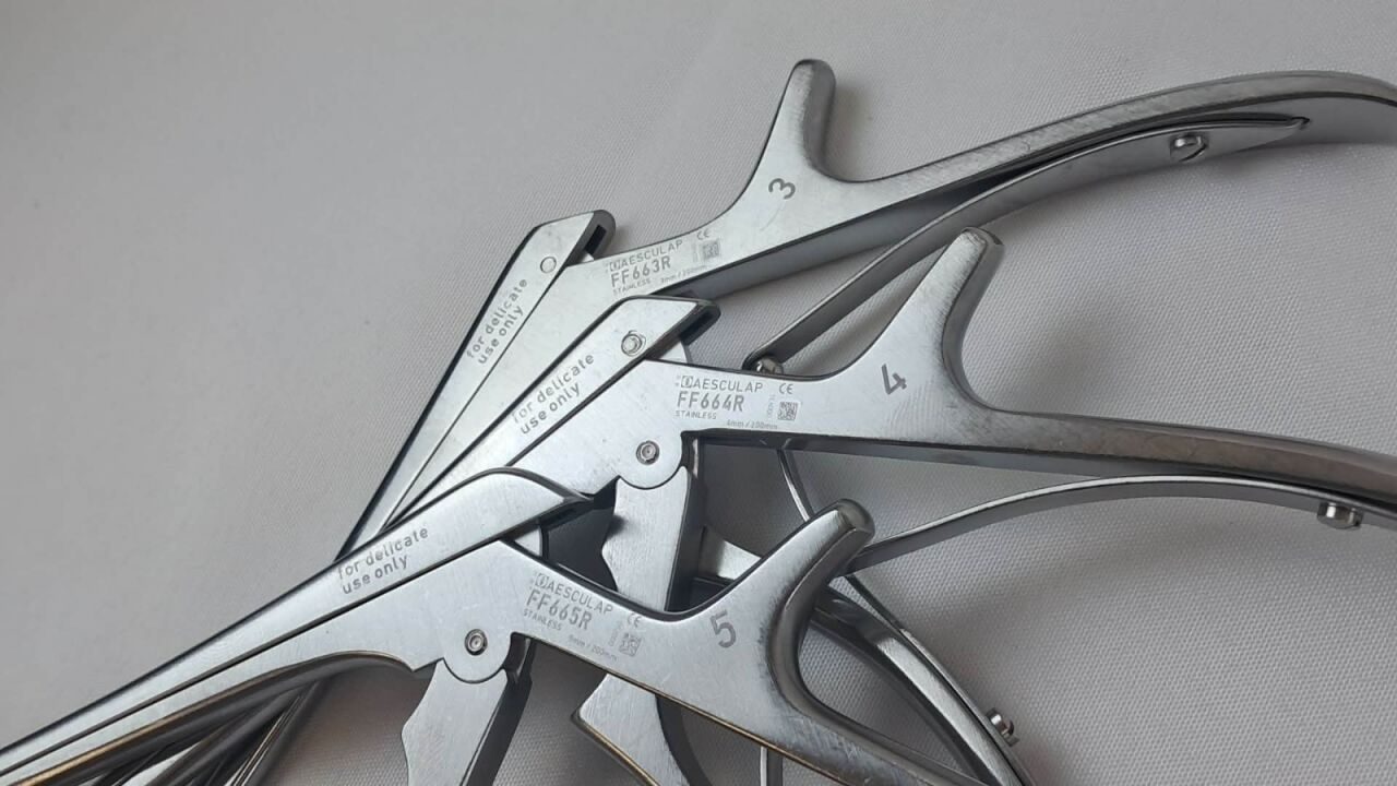 AESCULAP Thin Footplate 1mm-5mm 8" Upward Cutting Kerrisons Set    Thin Footplate 8" 200mm Kerrison Rongeurs FF663R/64R/65R — photo 3