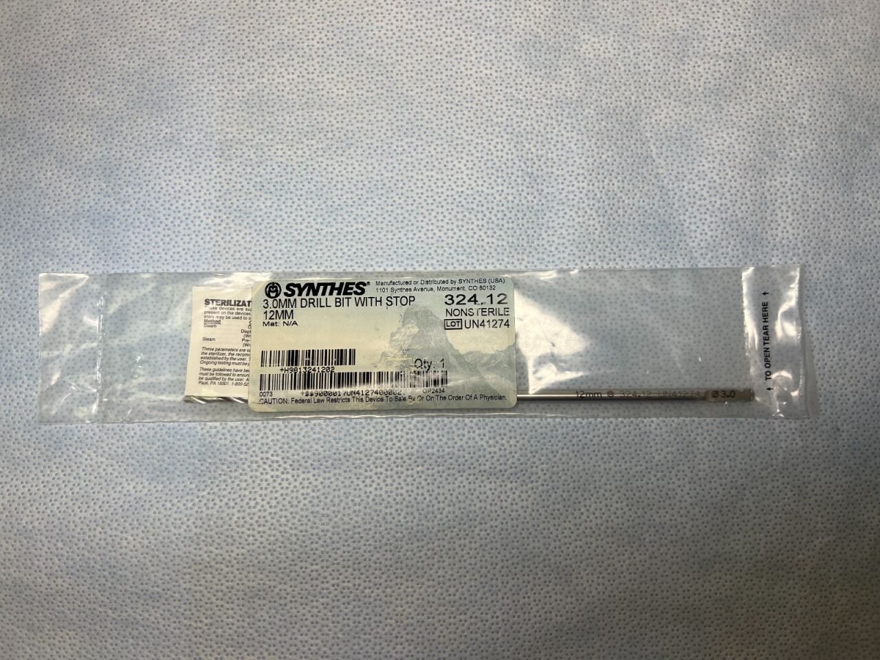 SYNTHES 324.12 3.0mm With 12m Stop (NEW) Drill Bit — photo 2