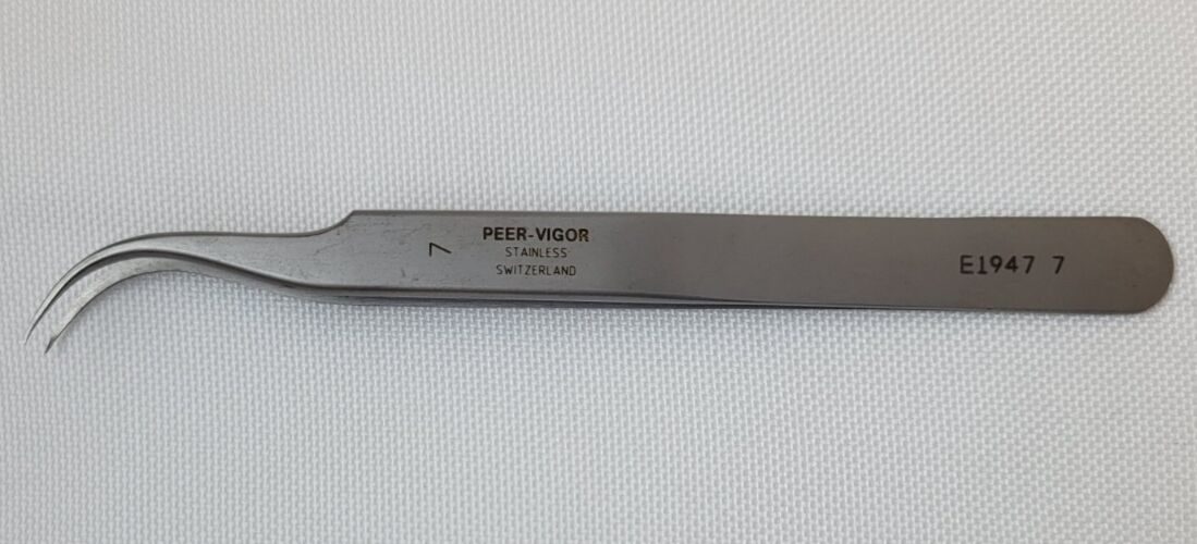 KARL STORZ E1947 Style 7 Peer-Vigor Precision Jeweler Type Forceps, Fine Curved — photo 1