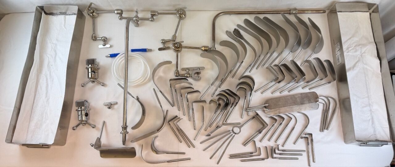 VARIOUS Automated Medical Iron Intern Octopus 72 Piece Automated Medical Iron Intern Octopus Single & Hydra Double Arm Retractor System w/ Trays
