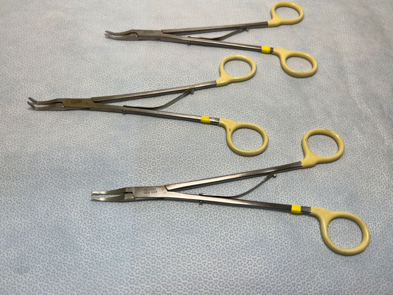 PILLING 12-1534 Lot of 3 Open Ligating Clip Appliers 8" Small Light/Sharp Curved