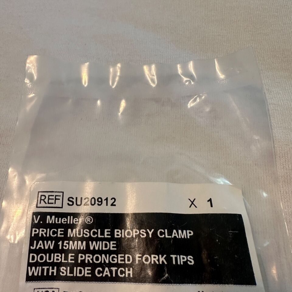 V. MUELLER SU-20912 Price Muscle Biopsy Forcep Clamp Jaw 15mm Wide Dbl Prong Tip — photo 3