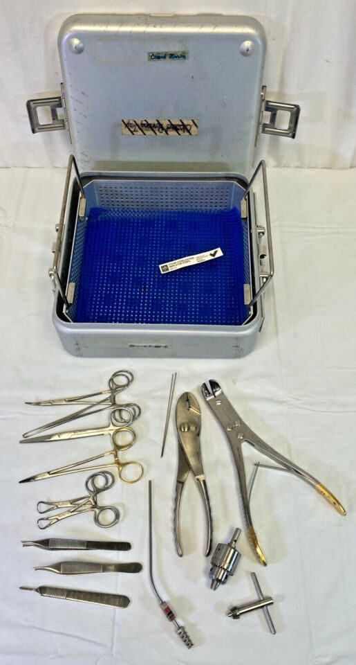 VARIOUS  16 Piece Konig Zimmer Closed Pinning Tray w Sterilization Case — photo 1