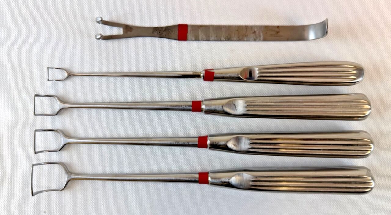 AESCULAP OM471 Barnhill Adenoid Curettes 17mm 13mm 11mm 8mm x 9" - Set of 5