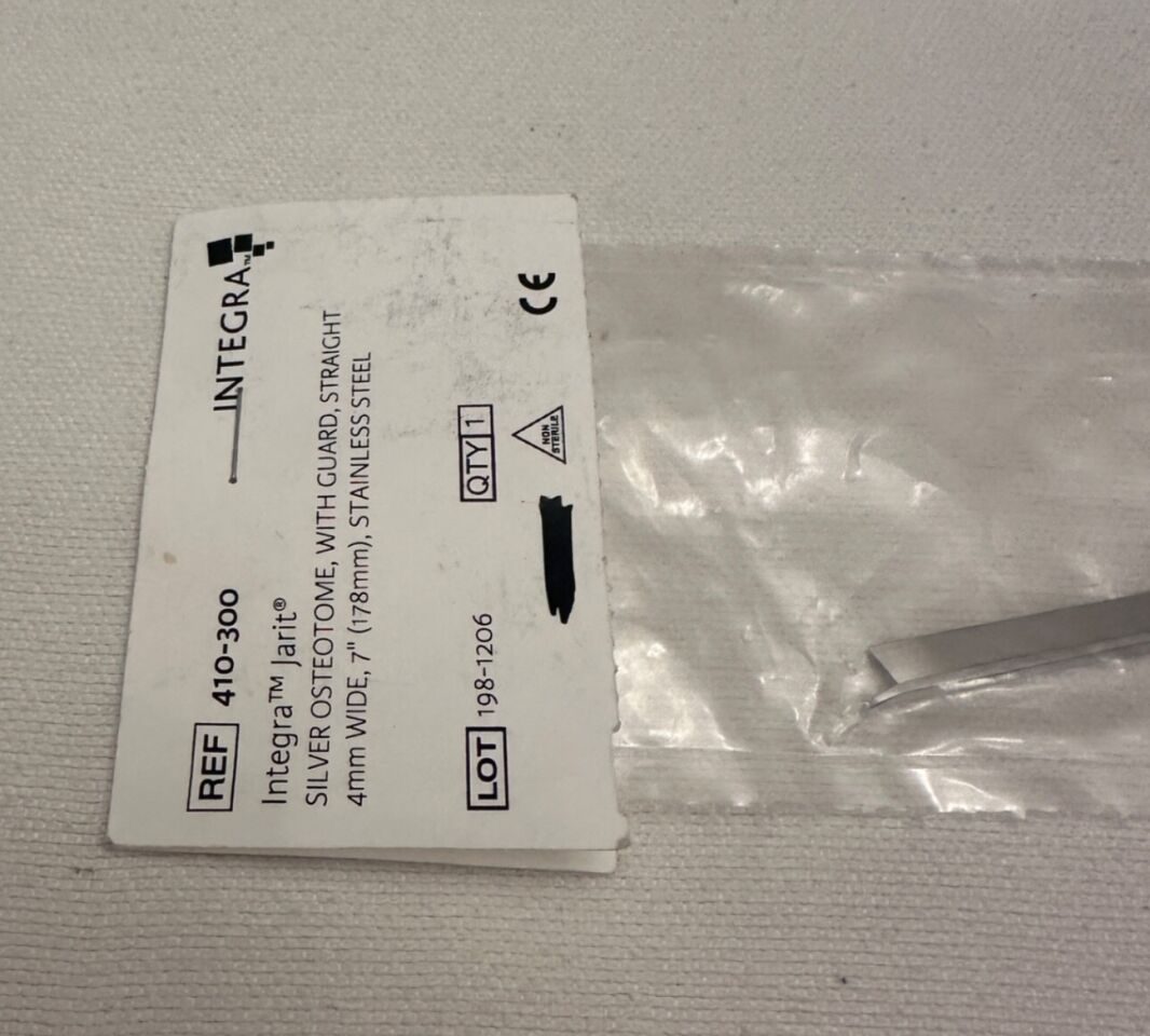 JARIT 410-300 W/ Guard Straight 4mm Wide WL 7" Silver Osteotome — photo 3