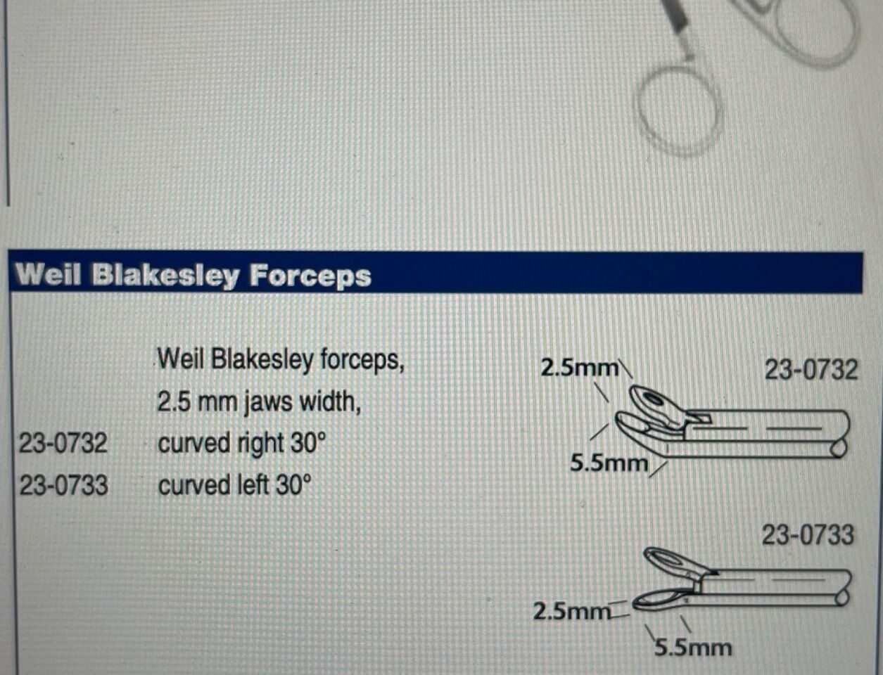 RICHARDS OLYMPUS 23-0732 & 23-0733 Weil Blakesley Forceps L&R 30deg Tip 2.5X5.5mm — photo 9
