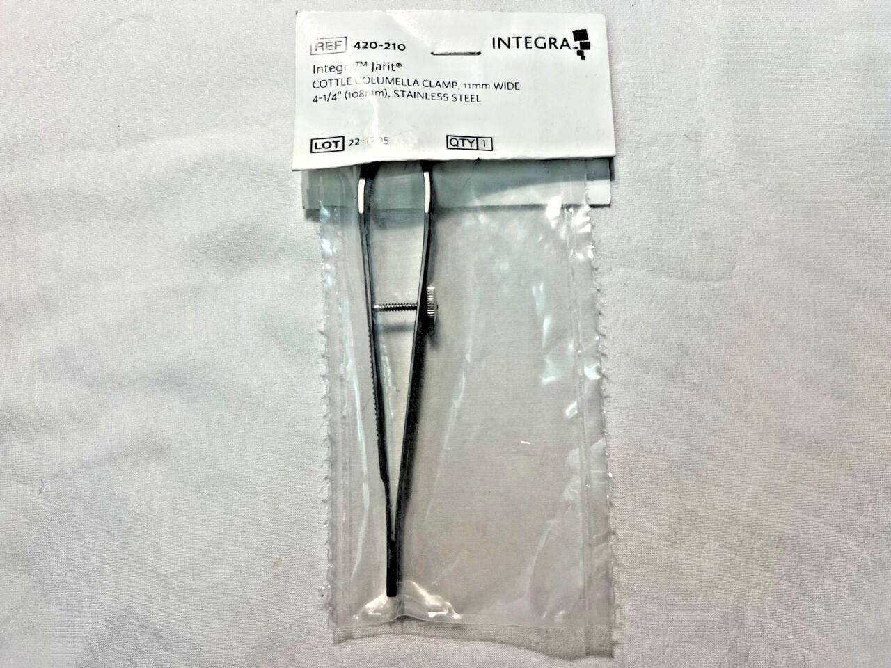 INTEGRA 420-210 Cottle Columella Forcep Clamp 11mm Wide 4-1/4" Length ENT
