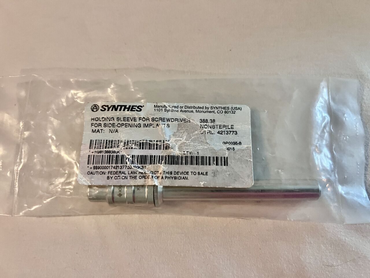SYNTHES 388.38 NEW Holding Sleeve For Screwdriver Side-Opening Implants