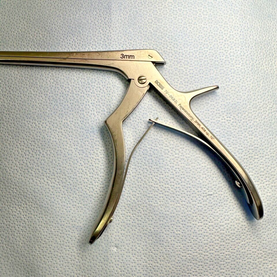 BOSS 70-0683L Foraminotomy Rongeur 3mm x 9mm Bite 40deg Up-Angled 12" Length — photo 2