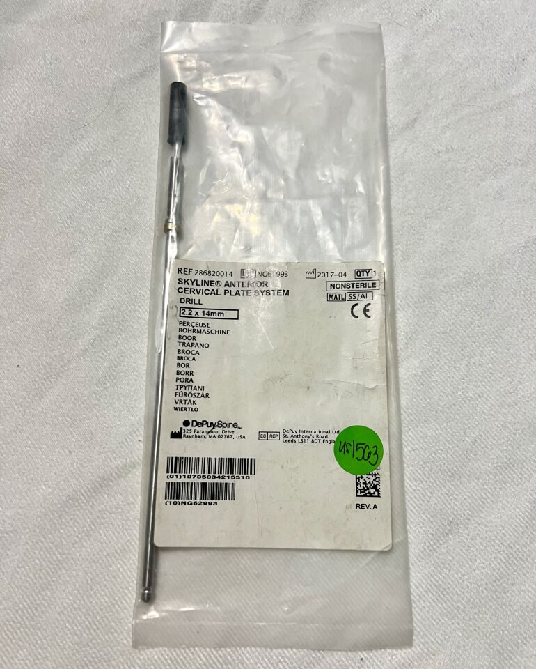 DEPUY 286820014 SKYLINE Anterior Cervical Plate System Drill 2.2mm X 14mm