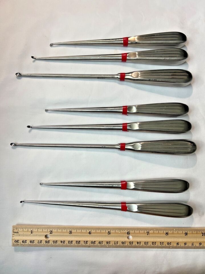 MILLENNIUM  Set of 8 Spinal Curettes Sizes 0,00,000 Angled & Straight — photo 6