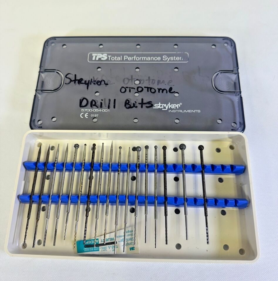 STRYKER W/ Case Set of 17 TPS Ototome Drill Bits and Burrs — photo 6