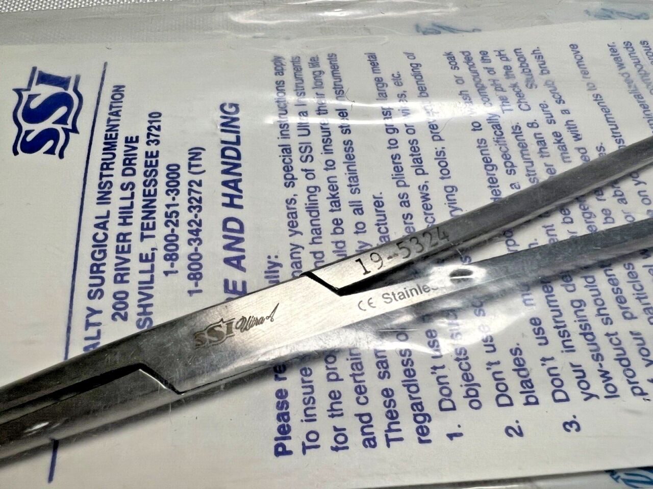 SSI ULTRA 19-5324 Foerster Sponge Forceps Curved Smooth Jaws 9-1/2" — photo 3