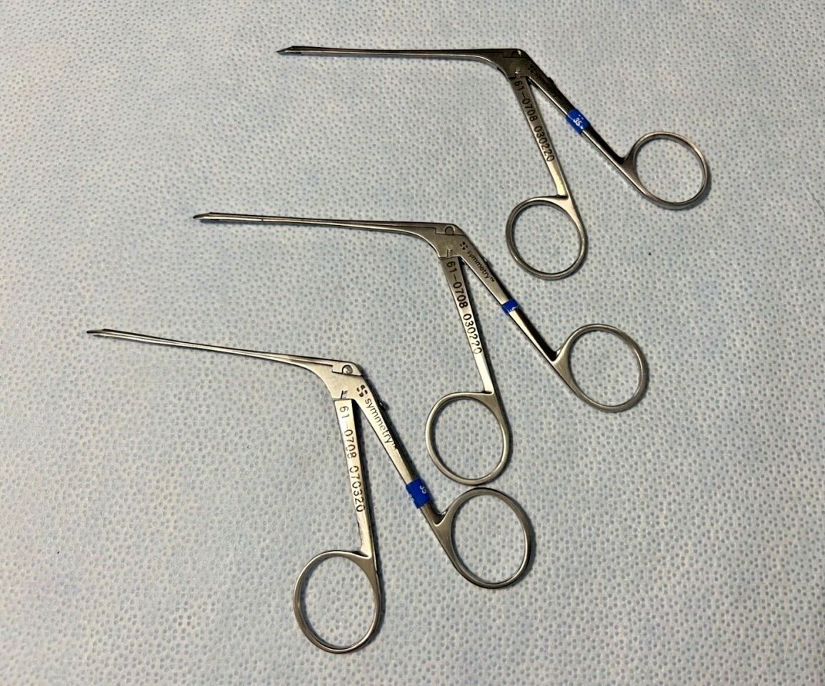 SYMMETRY 61-0708 Set of 3 House-Bellucci Alligator Scissors 5mm Curved Right ENT — photo 1