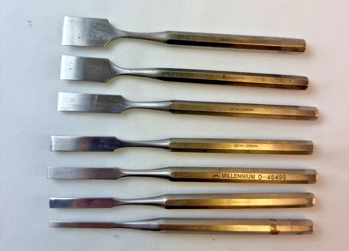 MILLENNIUM SURGICAL 1/8" - 5/8" Set of 7 Hoke Osteotomes — photo 1