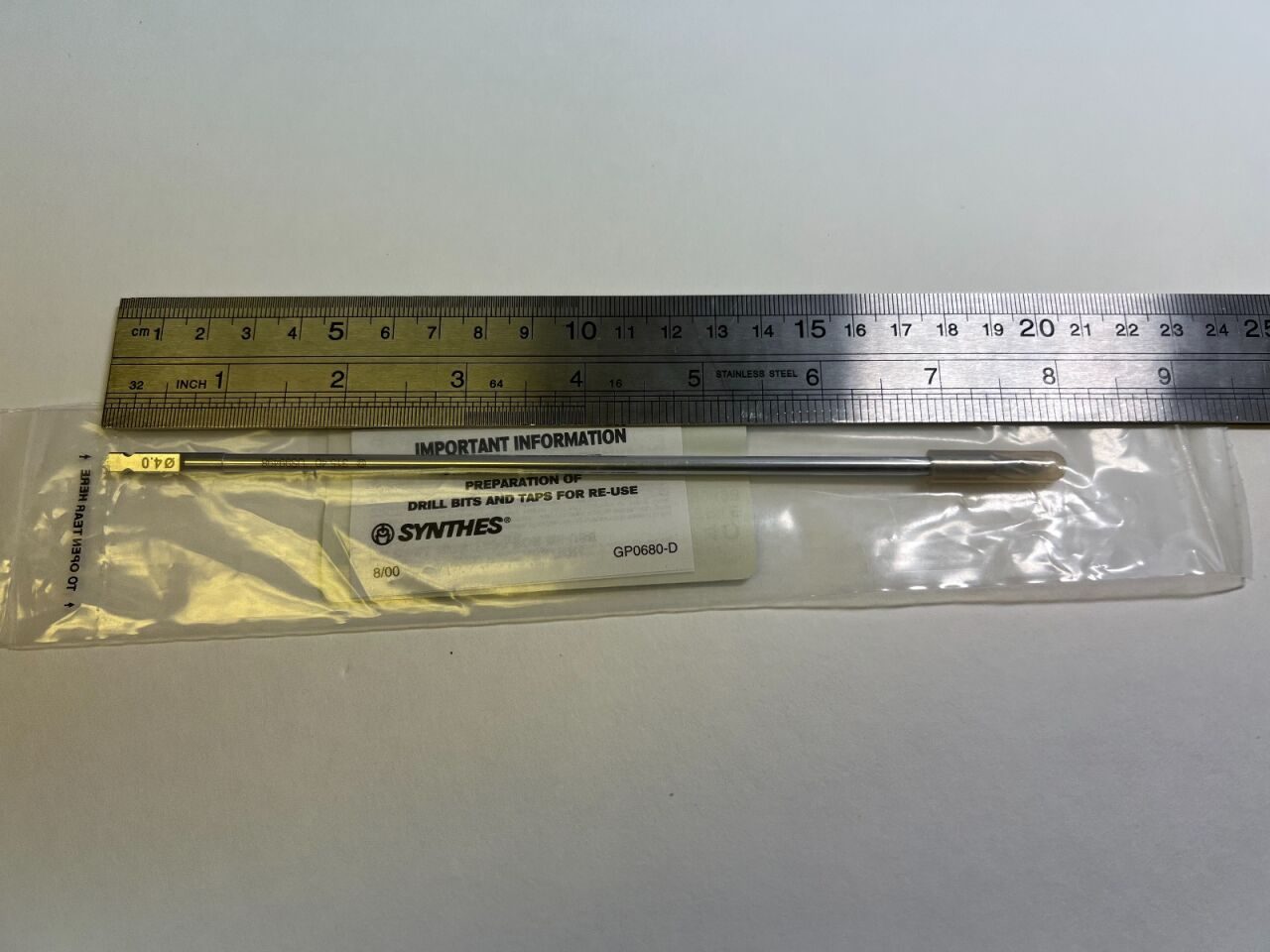 SYNTHES 315.40 3-Fluted Drill Bit 4.0mm (NEW) Drill Bit — photo 1