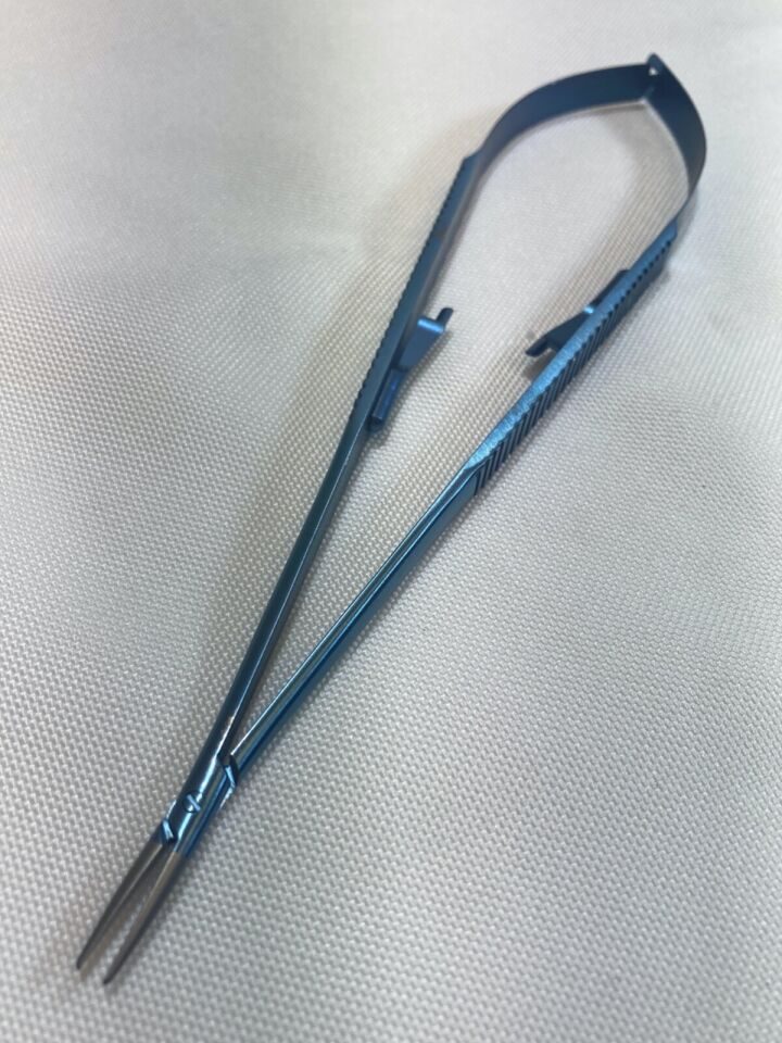 SCANLAN 3003-225 Titanium Jacobson Micro Needle Holder Flat Handle Diamond Dust — photo 7