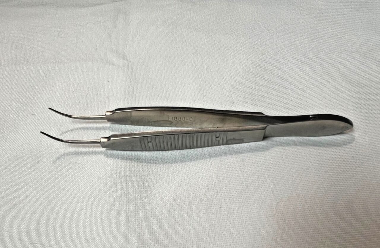 KARL STORZ E1888-C Harms-Tubingen Tying Forceps Curved 6.5mm Tips X 4" Length