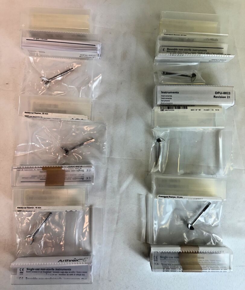 ARTHREX 18mm 20mm 22mm 6 Piece Metatarsal & Phalangeal Cannulated Reamers