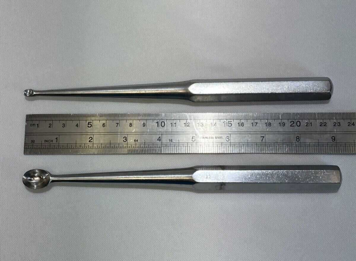 RICHARDS 11-1412 11-136 Pair of Bone Curettes 14x20 & 5x8 X 9" Straight Cups — photo 8