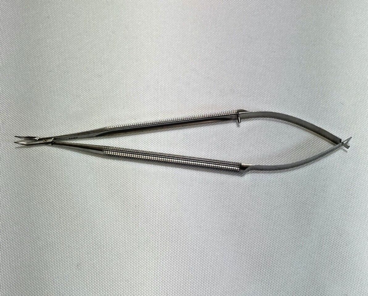 ACCURATE ASSI.B188 Micro Needle Holder Curved 0.4mm Jaw 8mm Round Handle L:18cm — photo 1