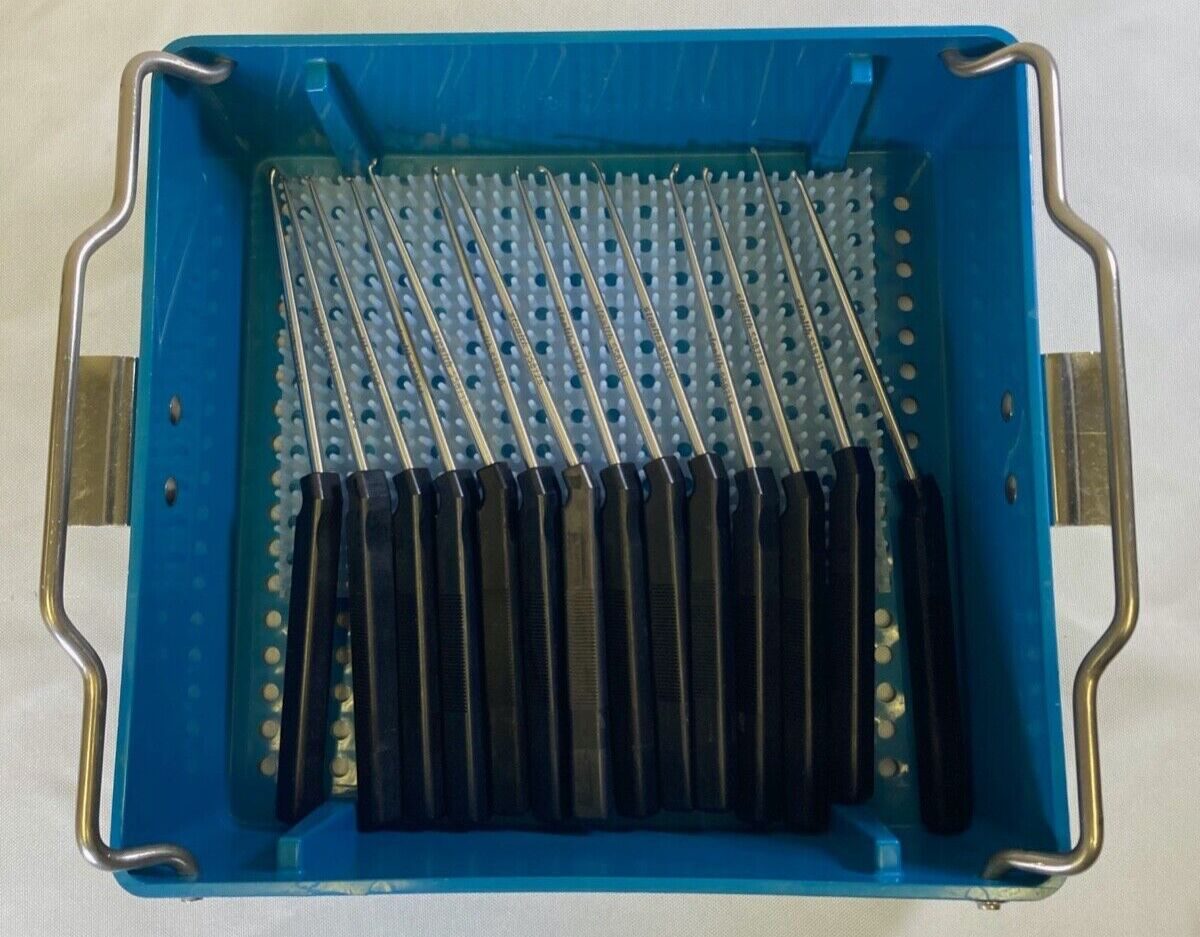 STEALTH SURGICAL Various Cervical Axial Curettes w/ Sterilization Case
