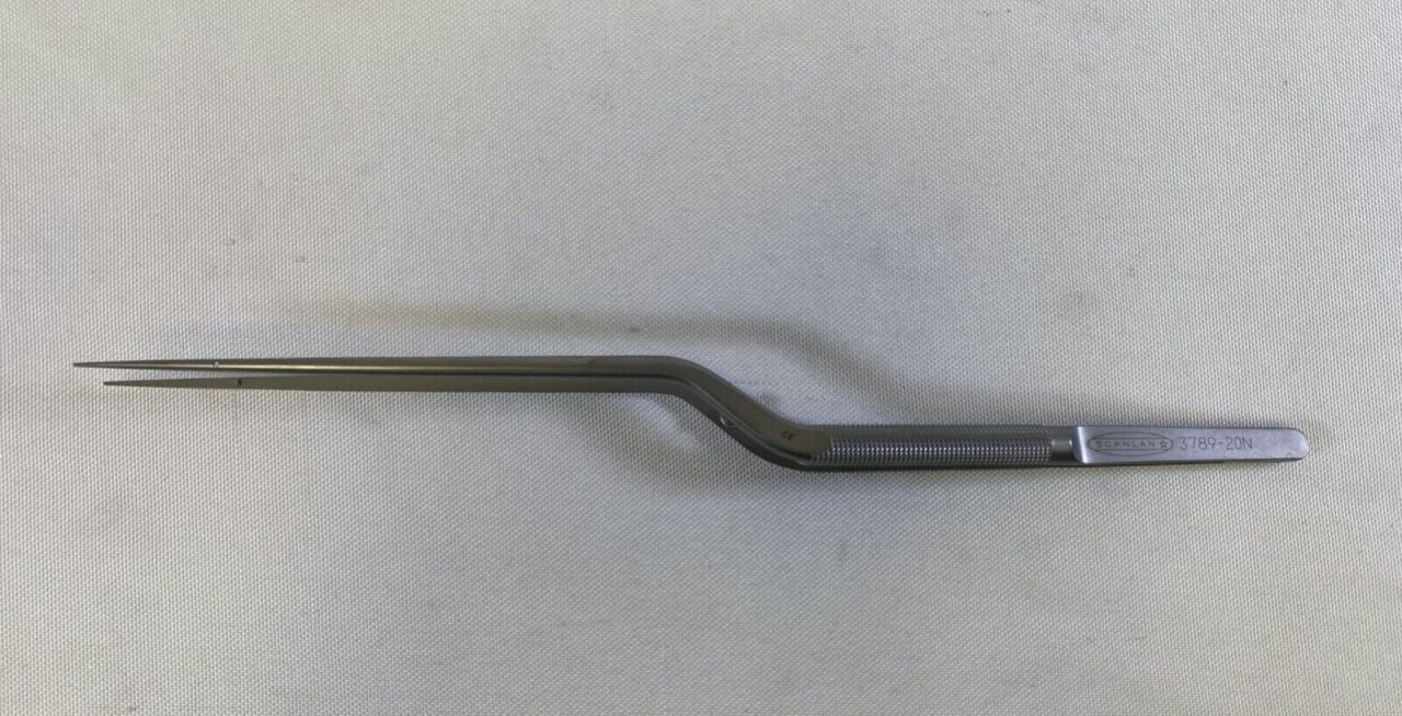 SCANLAN 3789-20N Bayonet Micro Forceps 0.8mm Straight Diamond Dust Tips 10"