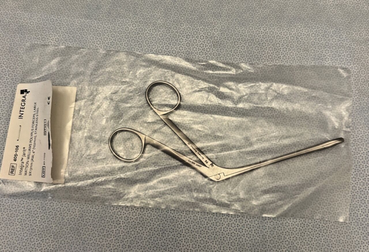 INTEGRA 405-106 Watson-Williams Polypus Forceps Large 9x13mm Jaw WL 4"