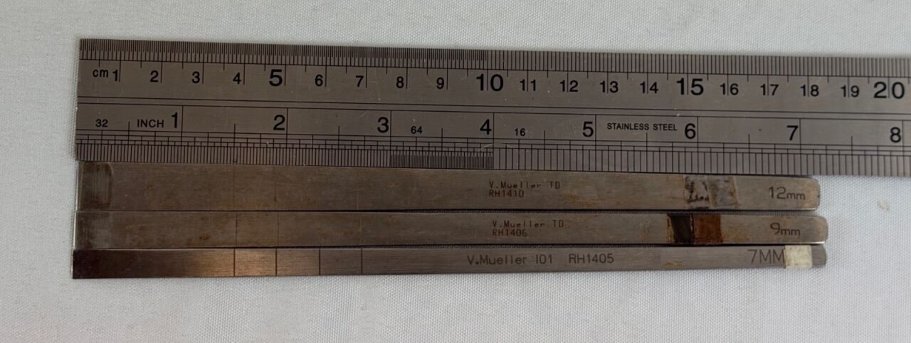 V. MUELLER RH1405 1406 1410 Straight Osteotome Set 7mm 9mm 12mm — photo 5