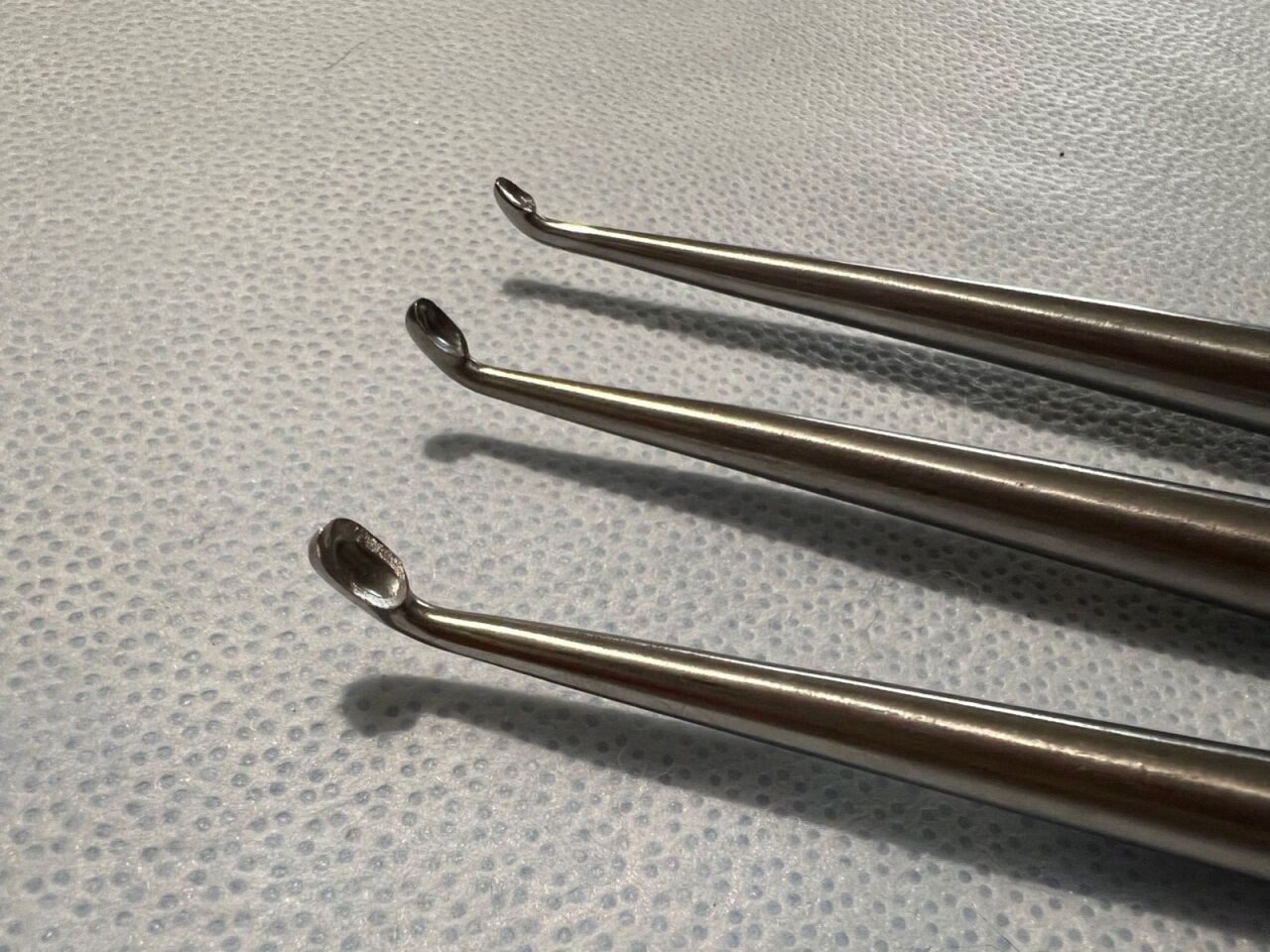 V. MUELLER Size 2, 0, 00 Neurology Spinal Set Of 3 Curved Oval Cup Curettes 9" — photo 2