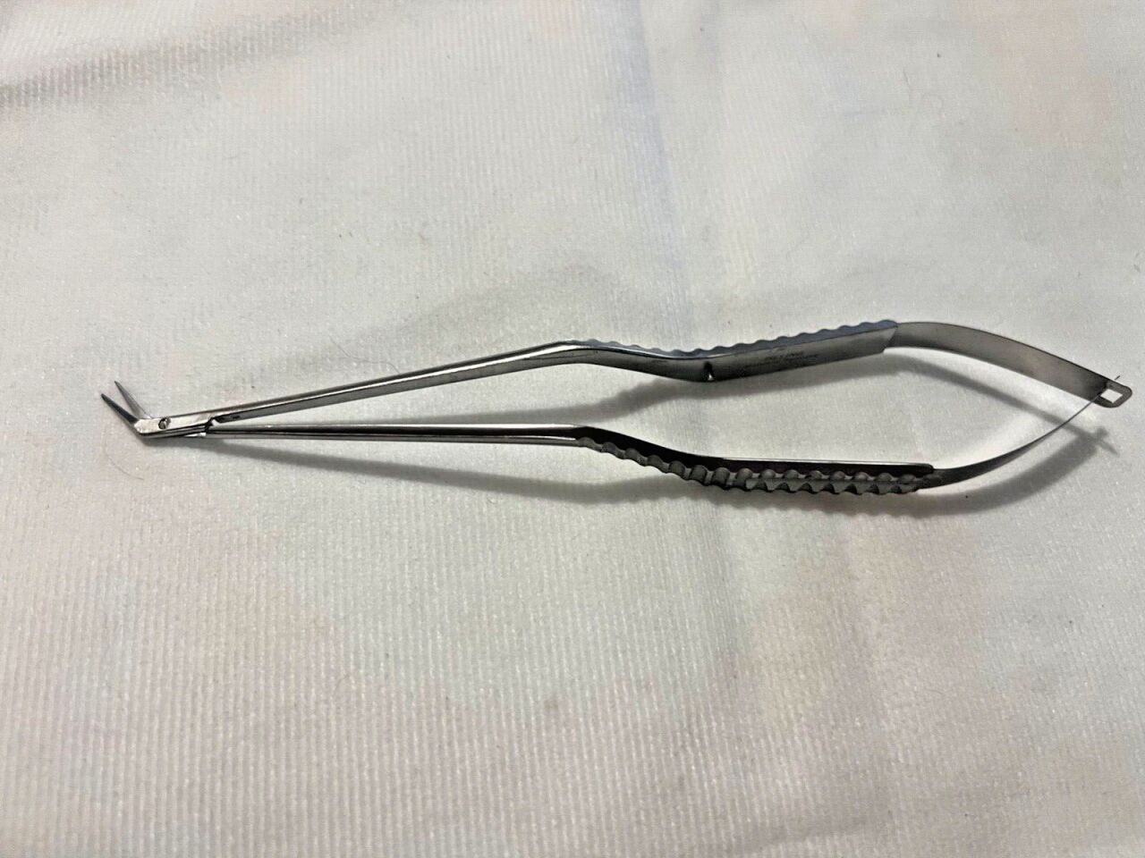PILLING 35-7594 Yasargal Bayonet Vascular Scissors 45deg Angle 15mm Blades 7.5" L — photo 1