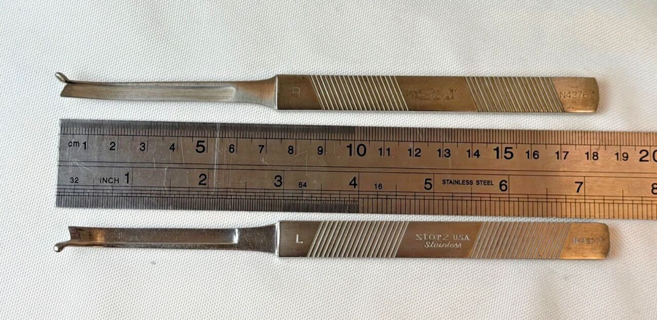 KARL STORZ N-4376 N-4377 Pair of Silver 4mm Osteotomes Curved R&L w/ Guard L:7.2" — photo 8
